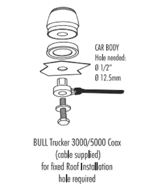 Sirio Bull Trucker 5000 LED Mobile CB Antenna with RG58 Cable