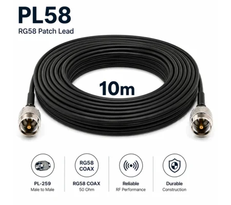 RG58 Coaxial Patch Lead 10m with PL259 Connectors
