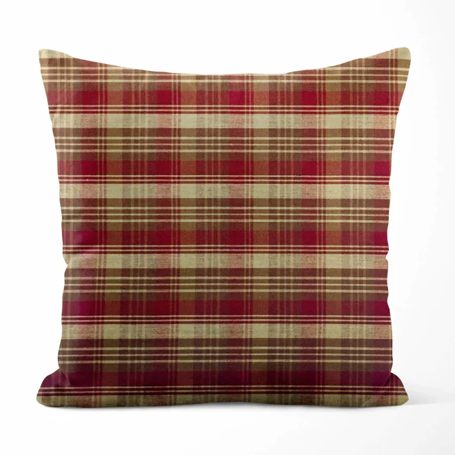 Additional Image for Red & Brown Plaid Pillow Cover: Country Farmhouse Decor