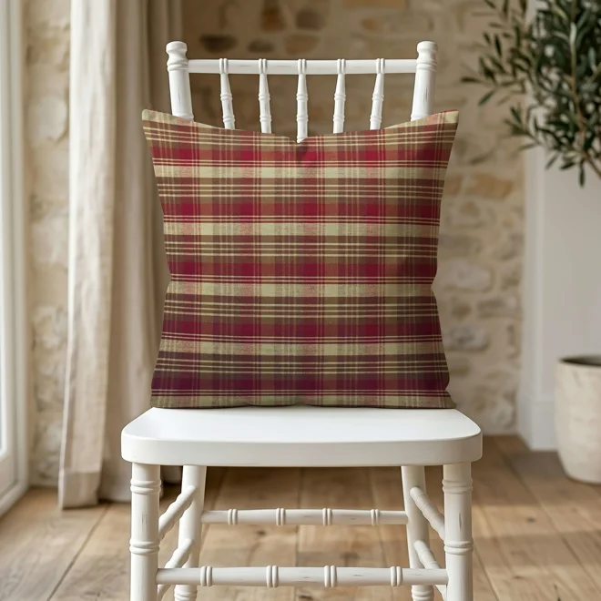 product Image for Red & Brown Plaid Pillow Cover: Country Farmhouse Decor