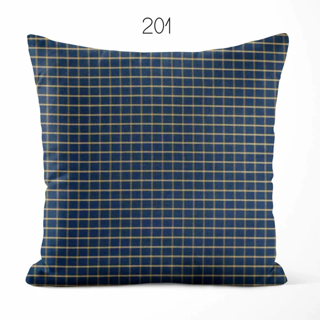 Additional Image for Navy Blue and Tan Plaid Pillow Covers | Euro Shams & Custom Sizes