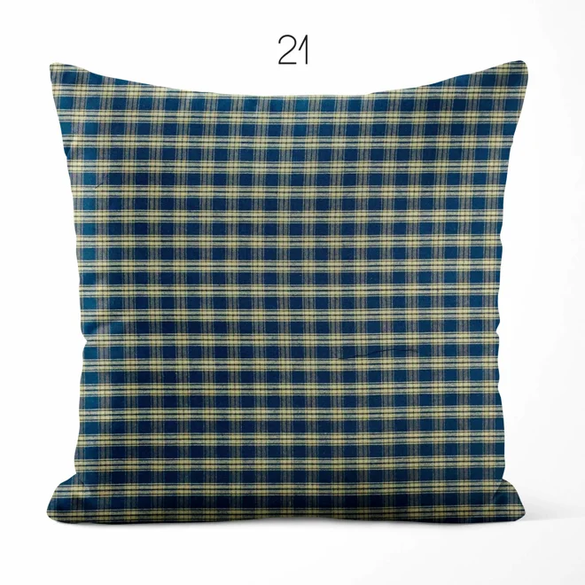 Additional Image for Navy Blue and Tan Plaid Pillow Covers | Euro Shams & Custom Sizes