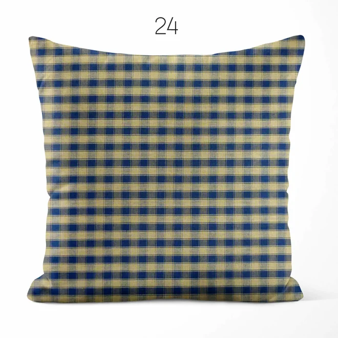 Additional Image for Navy Blue and Tan Plaid Pillow Covers | Euro Shams & Custom Sizes