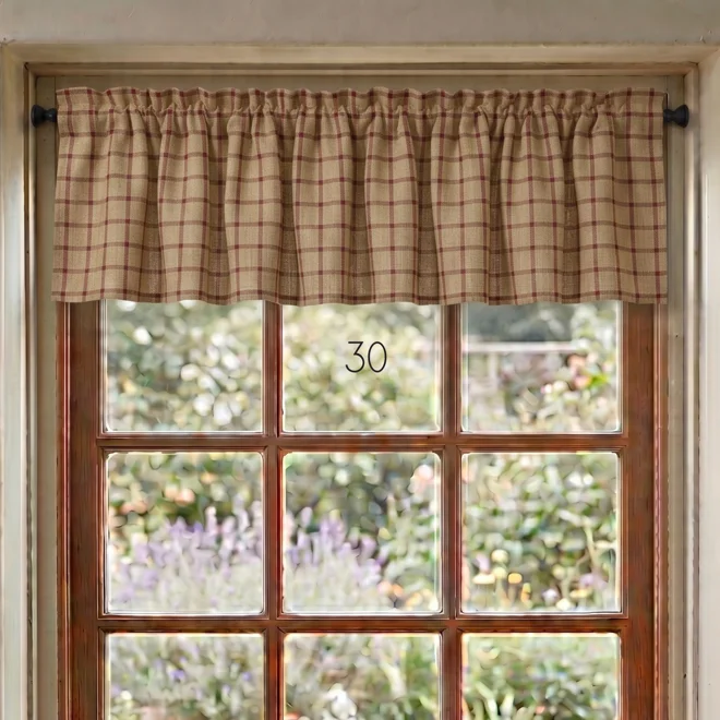 Additional Image for Red & Tan Plaid and Check Valances: Primitive Country Window Topper