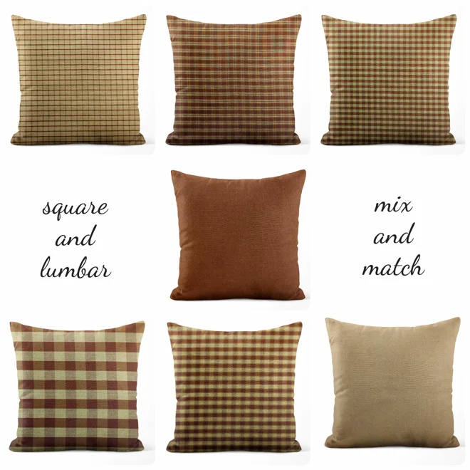 Additional Image for Brown and Tan Plaid Pillow Covers | Euro Shams & Custom Sizes