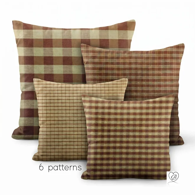 product Image for Brown and Tan Plaid Pillow Covers | Euro Shams & Custom Sizes
