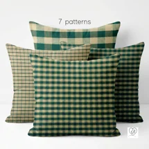 Green and Tan Plaid Pillow Covers | Euro Shams & Custom Sizes