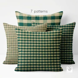 Green and Tan Plaid Pillow Covers | Euro Shams & Custom Sizes