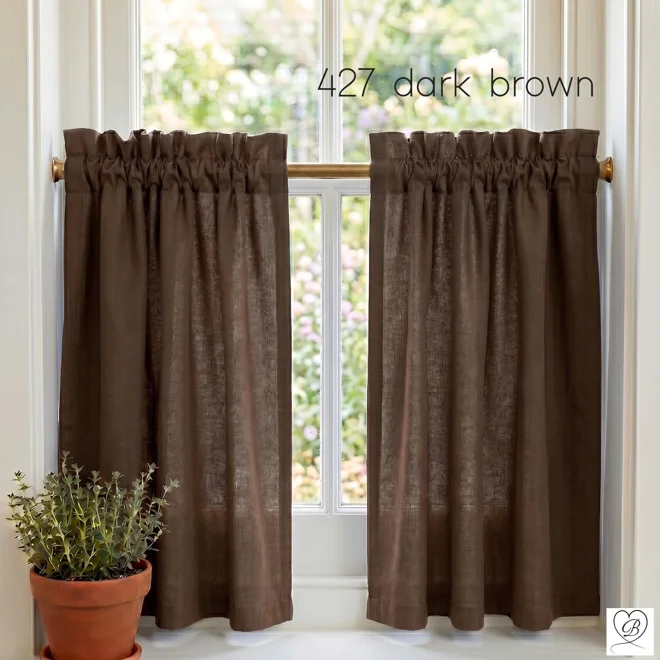 Additional Image for Brown Cotton Cafe Curtains: Custom Sizes