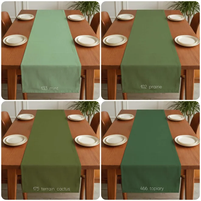 Additional Image for Solid Green Cotton Table Runner, Placemats, & Napkins