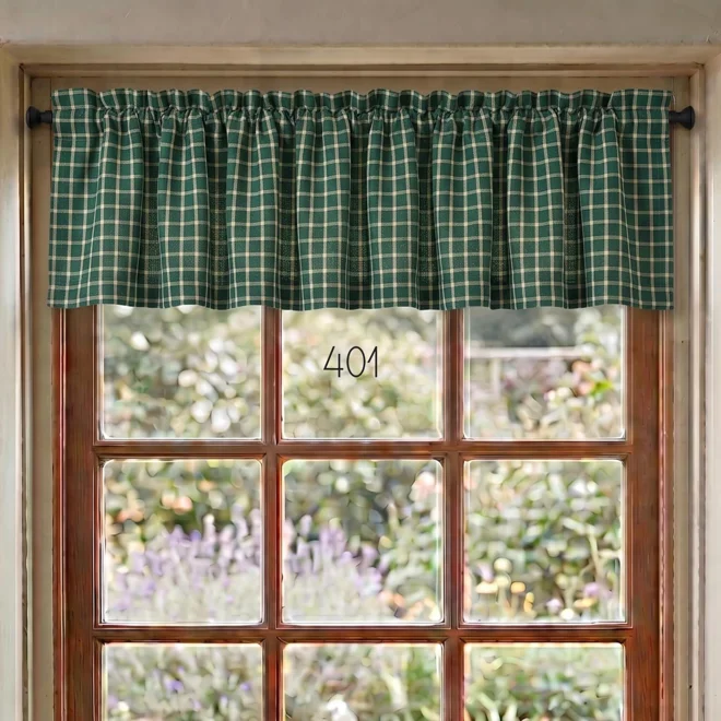 Additional Image for Green & Tan Plaid Valances: Homespun Country Window Topper