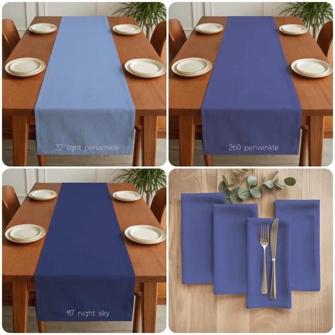 Additional Image for Periwinkle Blue Cotton Table Runner, Placemats, and Napkins