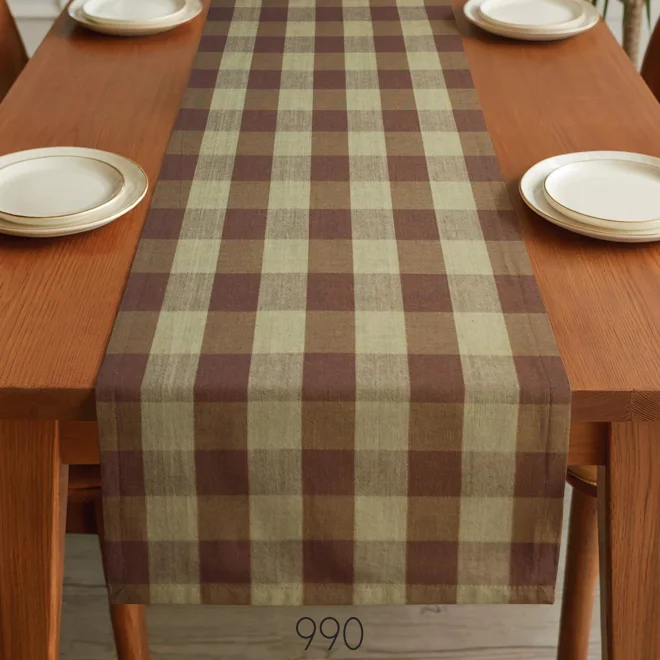 Additional Image for Brown & Tan Plaid Table Runner: Rustic Homespun, Placemats and Napkins