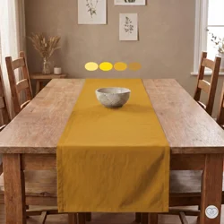 Yellow & Gold Cotton Table Runner, Placemats, and Napkins