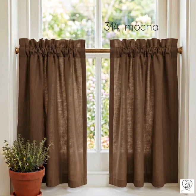 Additional Image for Brown Cotton Cafe Curtains: Custom Sizes