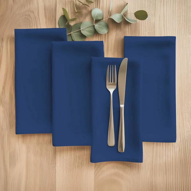 Additional Image for Solid Dark Blue Cotton Table Runner, Placemats, & Napkins