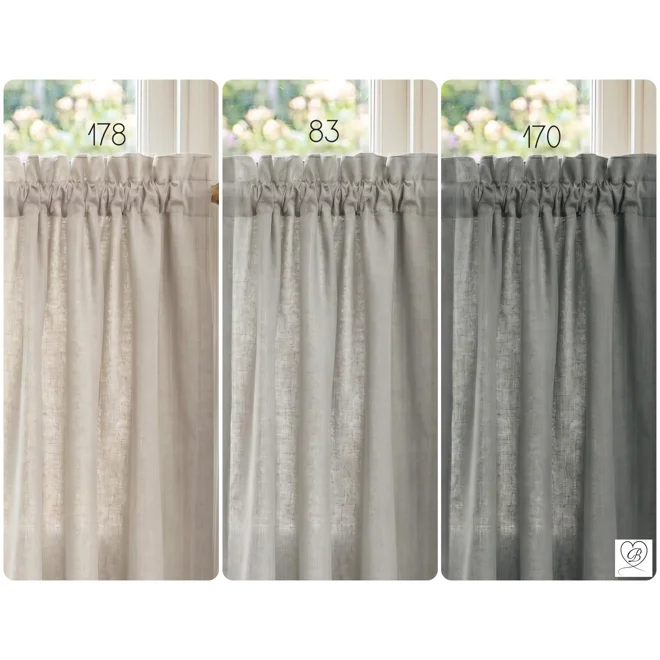 Additional Image for Gray Cotton Cafe Curtains: Custom Sizes