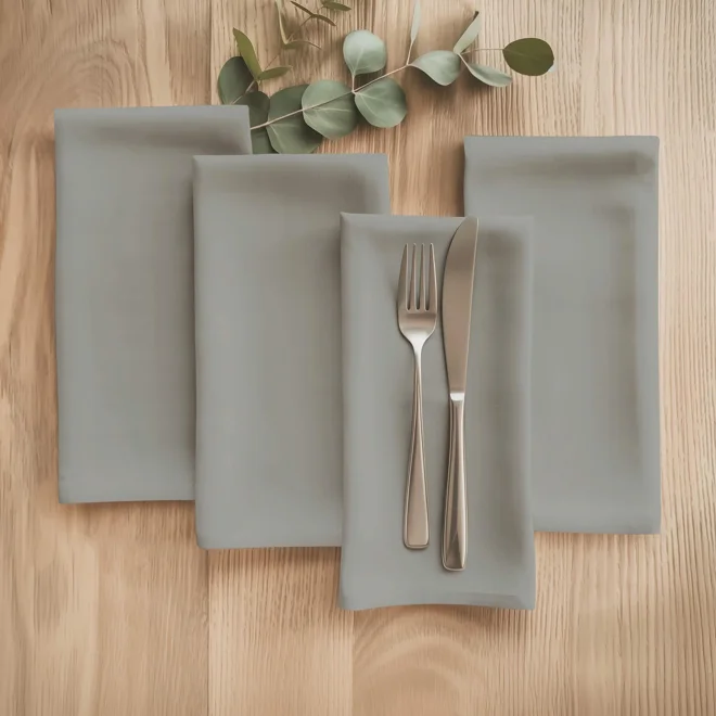 Additional Image for Solid Gray Cotton Table Runner, Placemats, and Napkins