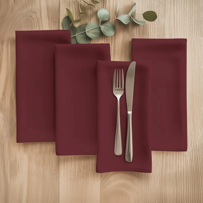 Additional Image for Burgundy Red Cotton Table Runner, Placemat, & Napkins