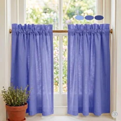 Periwinkle Blue Cotton Cafe Curtains, Custom Sizes