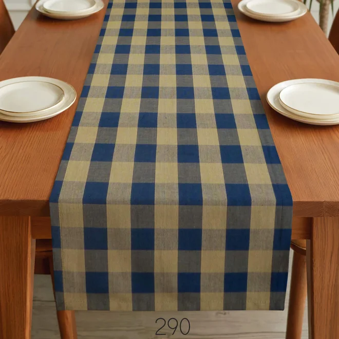 Additional Image for Navy Blue & Tan Plaid Table Runner: Country Rustic Decor, Placemats and Napkins