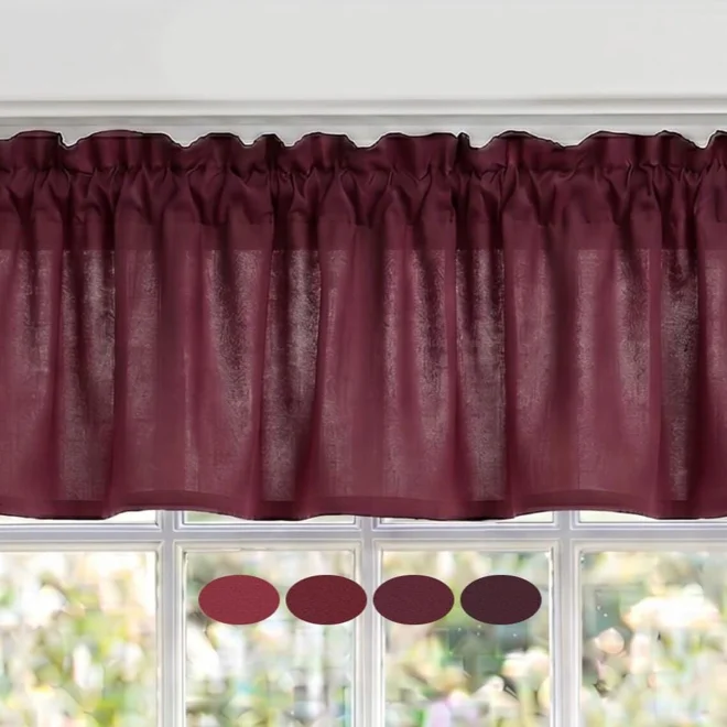 product Image for Burgundy Red Cotton Valances, Custom Sizes