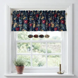 Wildflower & Wheat Floral Valances: Beige, Black, Navy, Burgundy