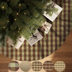 Brown & Tan Plaid Tree Skirt: Rustic Farmhouse Christmas