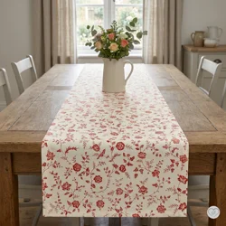 French Country Table Runner: Etonnante Florals Toile, Faded Pearl