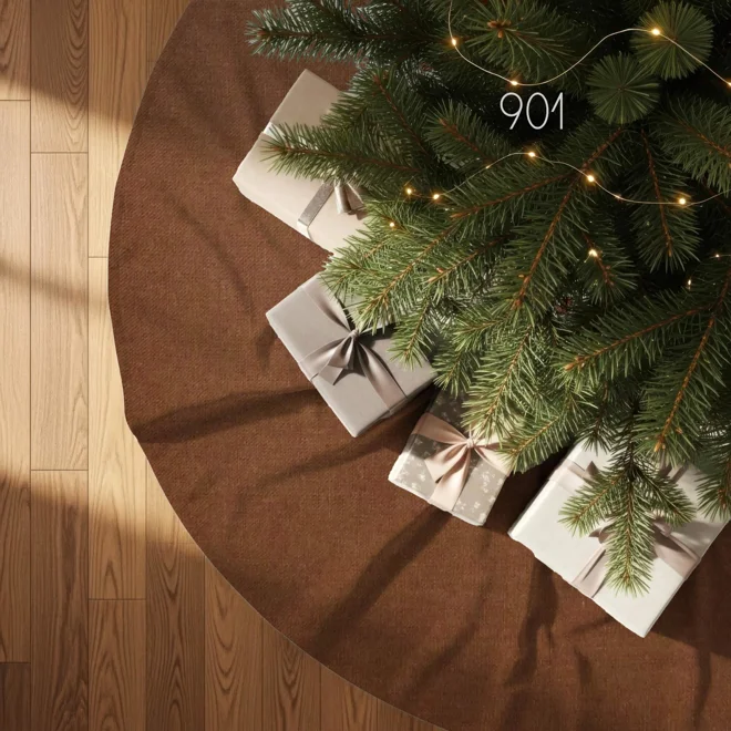 Additional Image for Brown & Tan Plaid Tree Skirt: Rustic Farmhouse Christmas