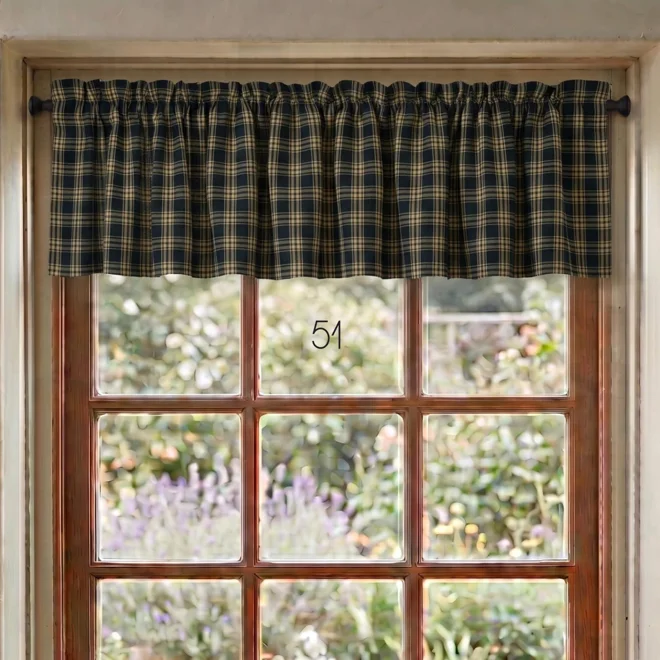 Additional Image for Black & Tan Plaid and Check Valances: Primitive Country Window Topper