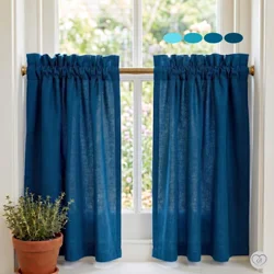 Aqua Teal Blue Cotton Cafe Curtains