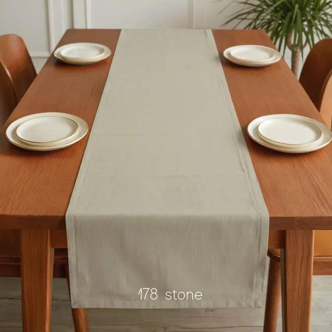Additional Image for Solid Gray Cotton Table Runner, Placemats, and Napkins
