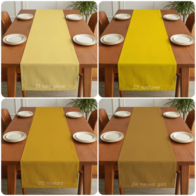 Additional Image for Yellow & Gold Cotton Table Runner, Placemats, and Napkins