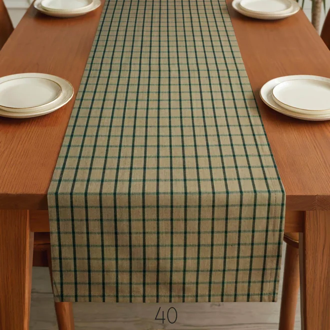 Additional Image for Green & Tan Plaid Table Runner: Farmhouse Style, Placemats and Napkins