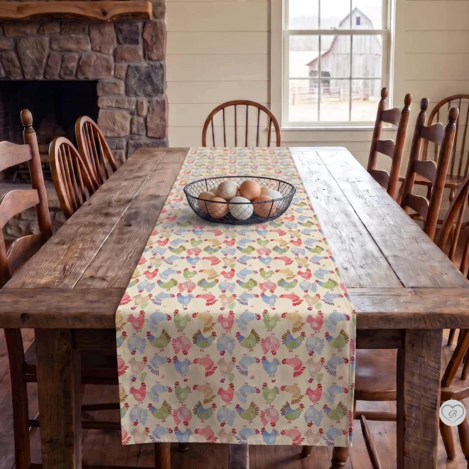 Additional Image for Tossed Chickens Cotton Table Runner, Placemats, Napkins