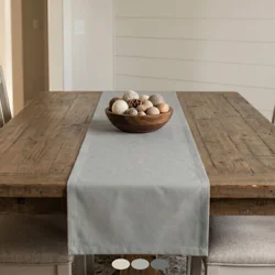 Solid Gray Cotton Table Runner, Placemats, and Napkins