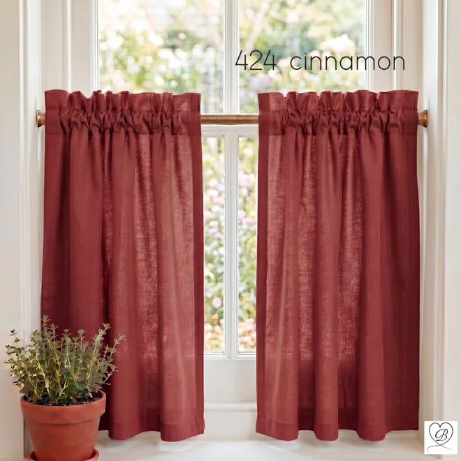 Additional Image for Orange Cotton Cafe Curtains: Spice & Rust - Custom Size