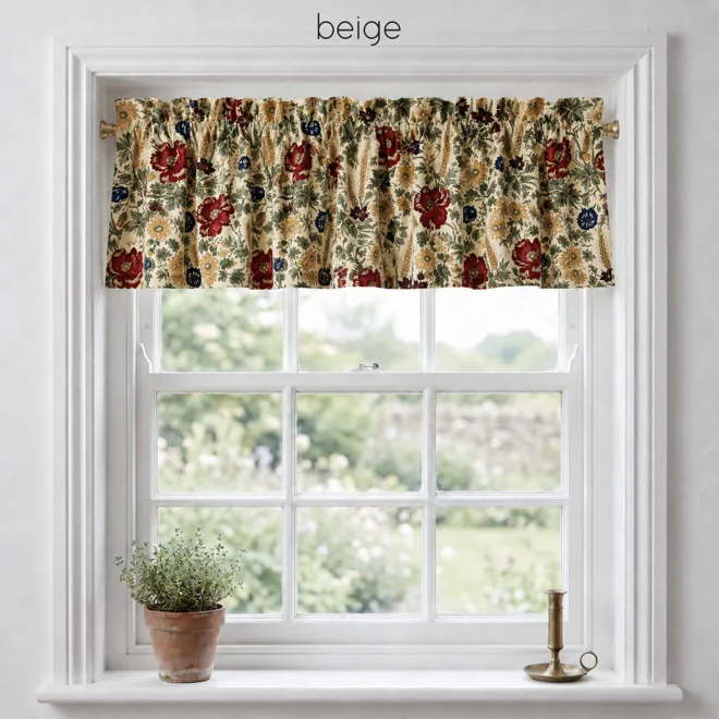 Additional Image for Wildflower & Wheat Floral Valances: Beige, Black, Navy, Burgundy
