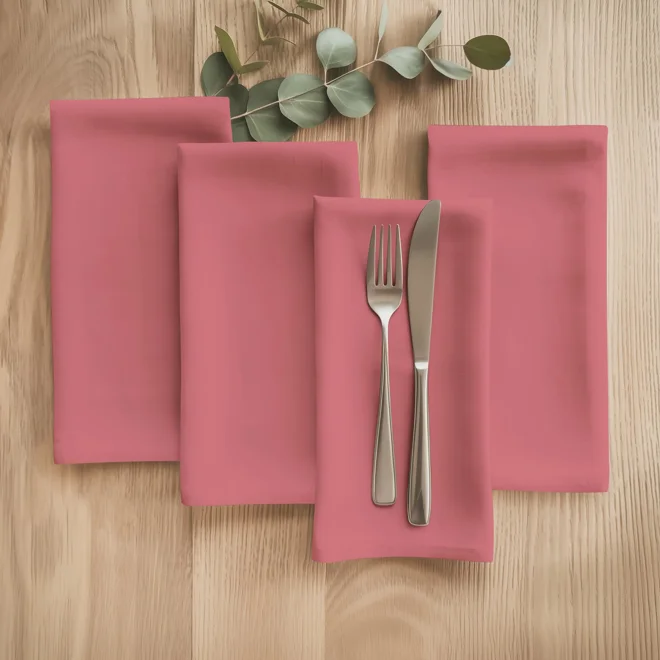Additional Image for Solid Blush Pink Cotton Table Runner, Placemats, & Napkins