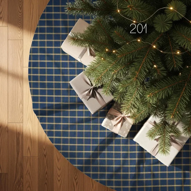 Additional Image for Blue & Tan Plaid Tree Skirt: Rustic Farmhouse Christmas