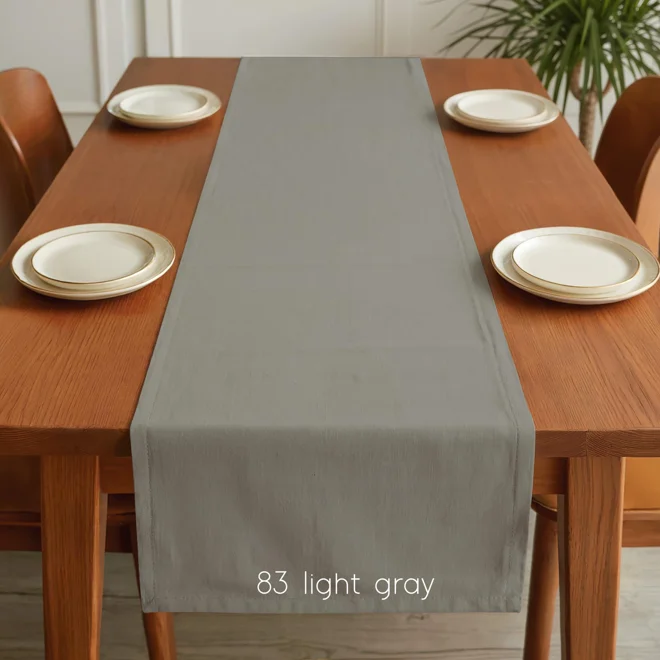 Additional Image for Solid Gray Cotton Table Runner, Placemats, and Napkins