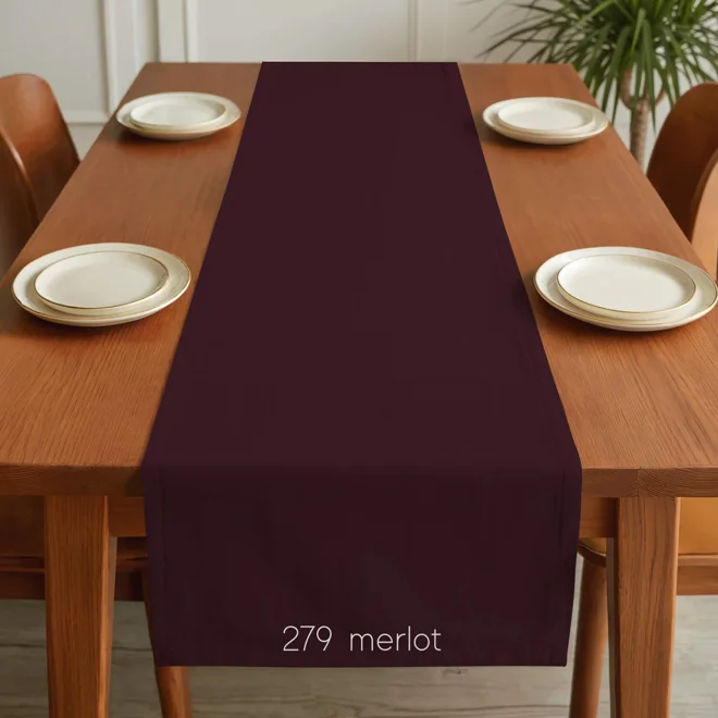 Additional Image for Burgundy Red Cotton Table Runner, Placemat, & Napkins
