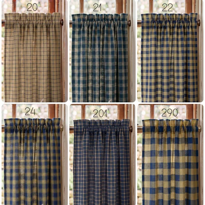 Additional Image for Navy Blue & Tan Plaid or Check Valance – Primitive Country