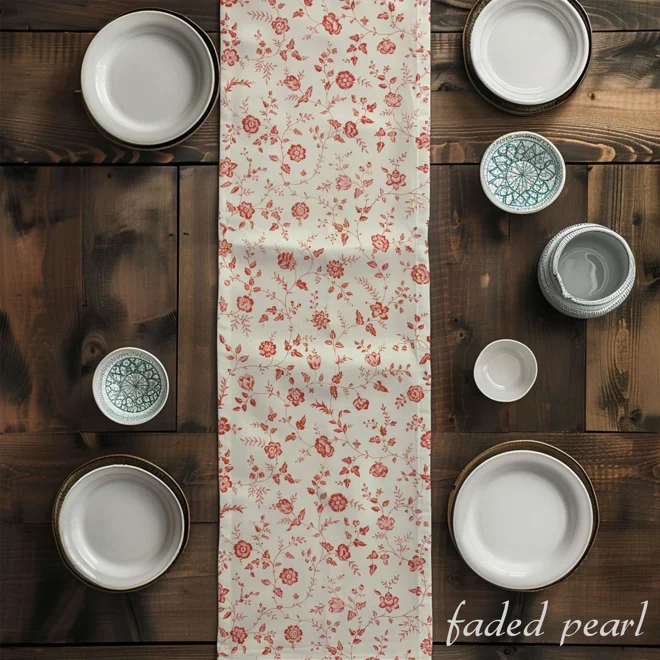 Additional Image for French Country Table Runner: Etonnante Florals Toile, Faded Pearl