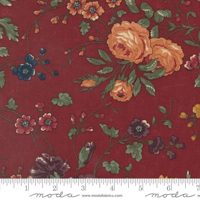 Additional Image for Sunflower & Rose Cottage Cotton Valance - burgundy red