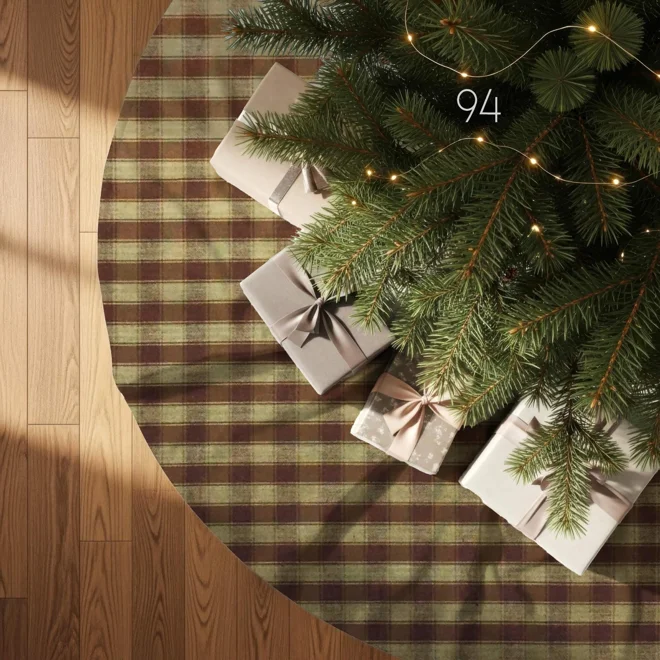 Additional Image for Brown & Tan Plaid Tree Skirt: Rustic Farmhouse Christmas