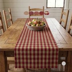 Red & Tan Plaid Table Runner: Rustic Farmhouse, Placemats and Napkins