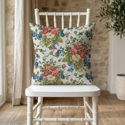 English Rose Cottage Pillow Covers: Euro Shams and Lumbar - Cream
