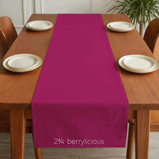 Additional Image for Berry Pink Cotton Table Runner, Placemats, & Napkins